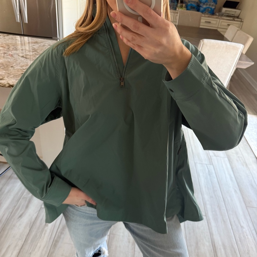 Athleta Lightweight Half Zip Pullover Jacket Gree… - image 4